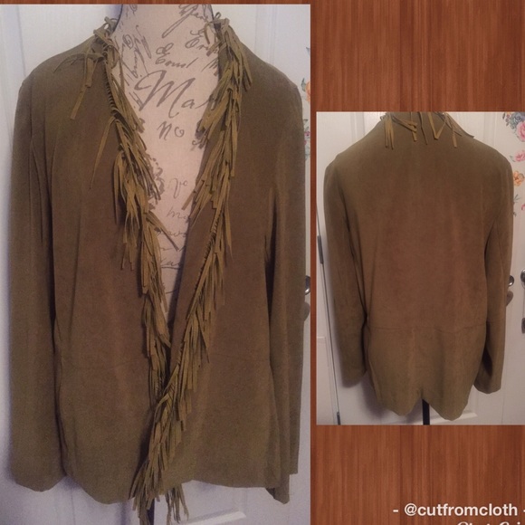 Norton McNaughton Jackets & Blazers - WOMENS Green Fringe Blazer